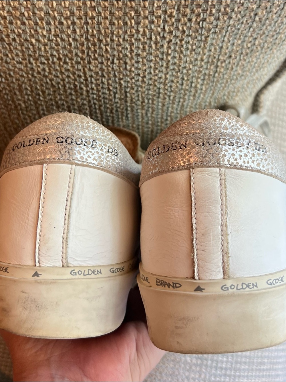 Golden Goose White Leather Superstar Sneakers with Gray Star - Picture 6 of 8
